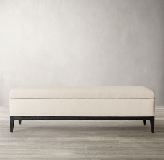 French Contemporary Fabric EndofBed Storage Bench
