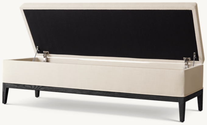 French Contemporary Fabric End of Bed Storage Bench