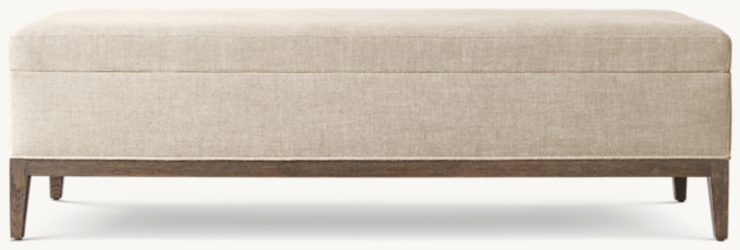 French Contemporary Fabric End-of-Bed Storage Bench