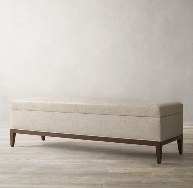 French Contemporary Fabric End Of Bed Storage Bench
