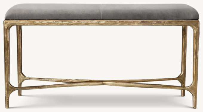 91cm W bench shown in Italian Berkshire Pewter with Forged Brass finish.