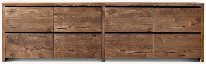 Oak Brûlé Waterfall 8-Drawer Dresser