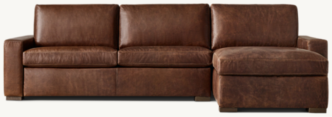 Maxwell Premium Leather Sleeper Right Arm Sofa Chaise Sectional RH