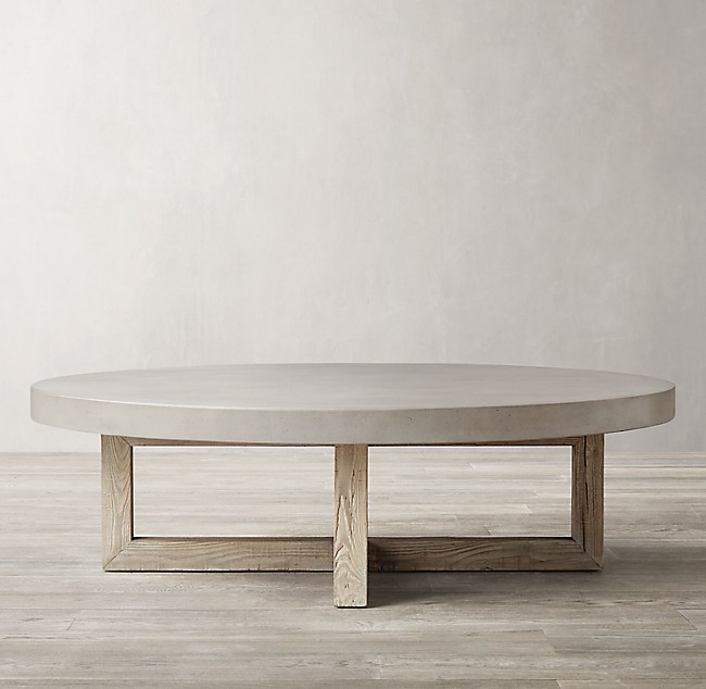 Heston Round Coffee Table, Light Grey Wood Round Coffee Table