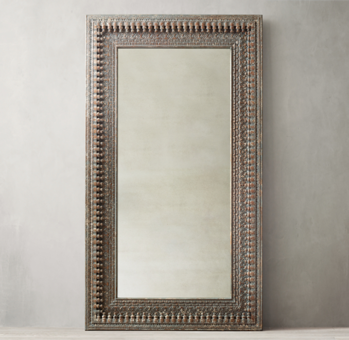 Indian Spindle Window Frame Leaner Mirror