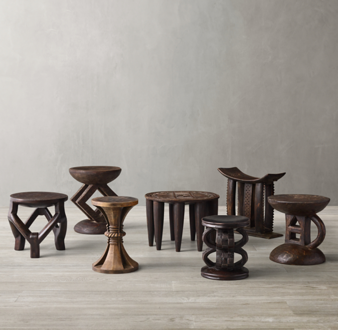 CarvedWood African Stool Collection