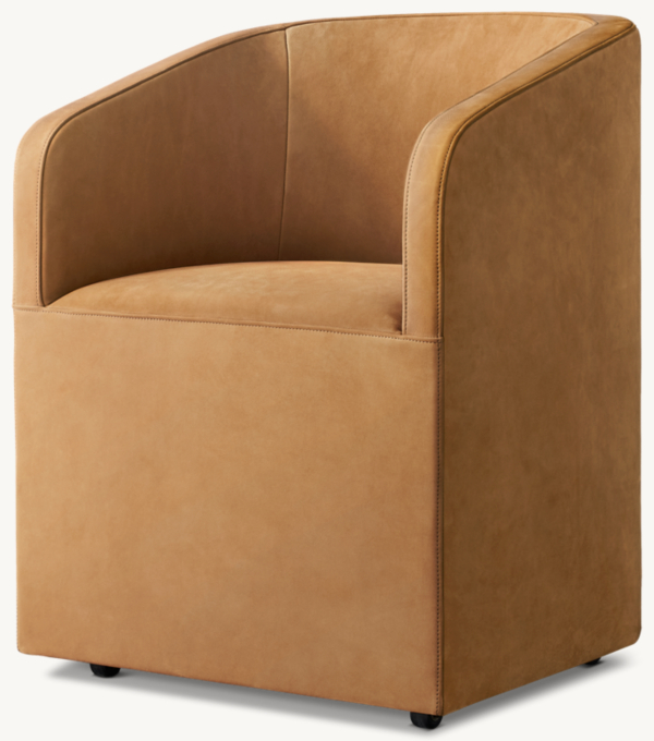 Ellison Barrelback Slope Arm Leather Dining Armchair