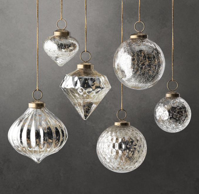 Front view of Handblown Mercury Glass Ornament Collection