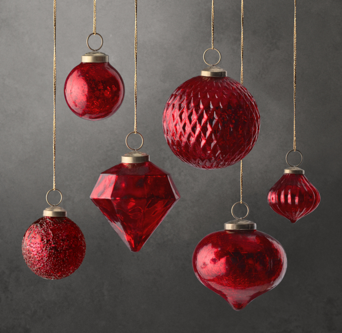 Front view of Handblown Mercury Glass Ornament Collection 
