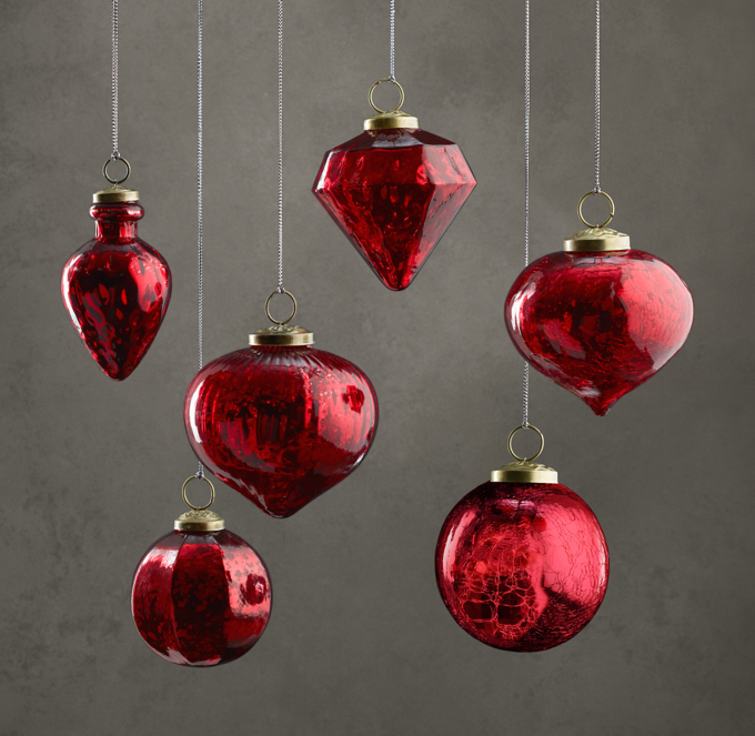 Vintage Handblown Glass Ornament Collection - Red