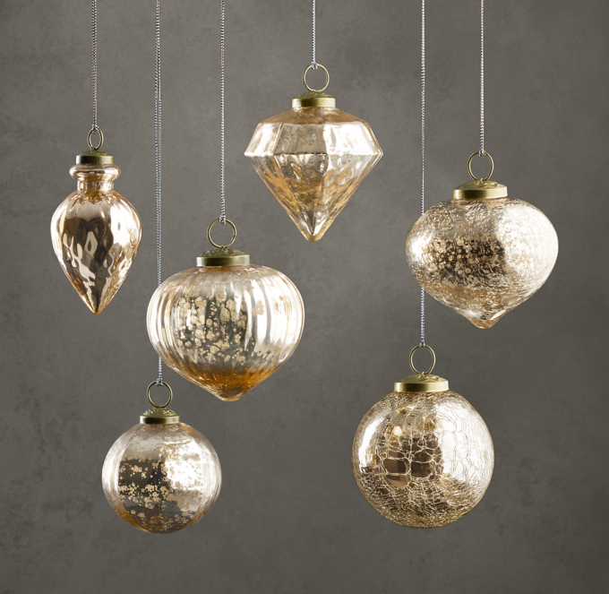 Vintage Handblown Glass Ornament Collection - Gold