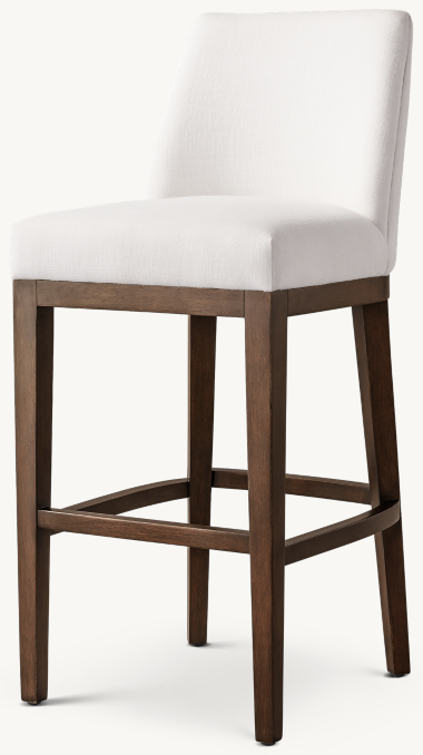 Three Quarter view of Morgan Curved-Back Armless Fabric Bar & Counter Stool 