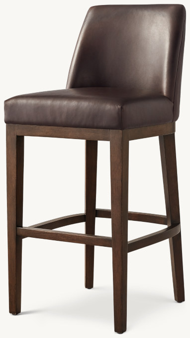 Three Quarter view of Morgan Curved-Back Armless Leather Bar & Counter Stool 