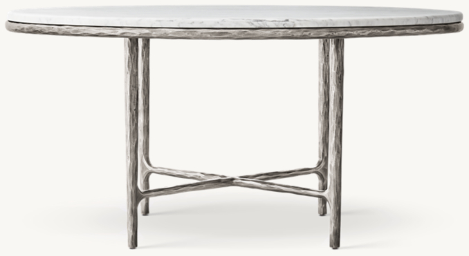 Shown in Italian Carrara Marble/Forged Pewter.