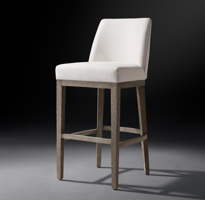 Three Quarter view of Morgan Curved-Back Armless Fabric Bar & Counter Stool 
