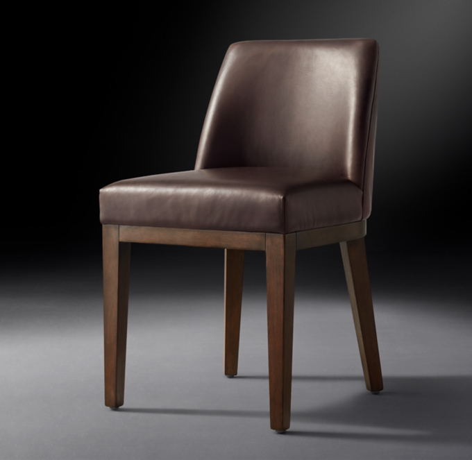 Morgan Curved Back Leather Dining Side Chair RH