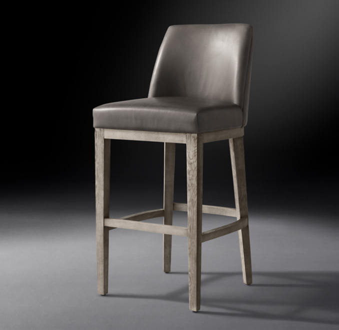Three Quarter view of Morgan Curved-Back Armless Leather Bar & Counter Stool 