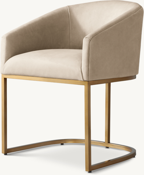 Three Quarter view of Emery Barrelback Slope Leather Dining Armchair 