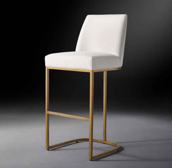 Emery CurvedBack Armless Fabric Bar & Counter Stool