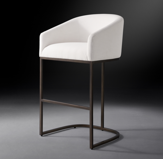 Emery Barrelback Slope Fabric Bar & Counter Stool