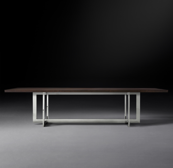 Front view of Linear Rectangular Dining Table 