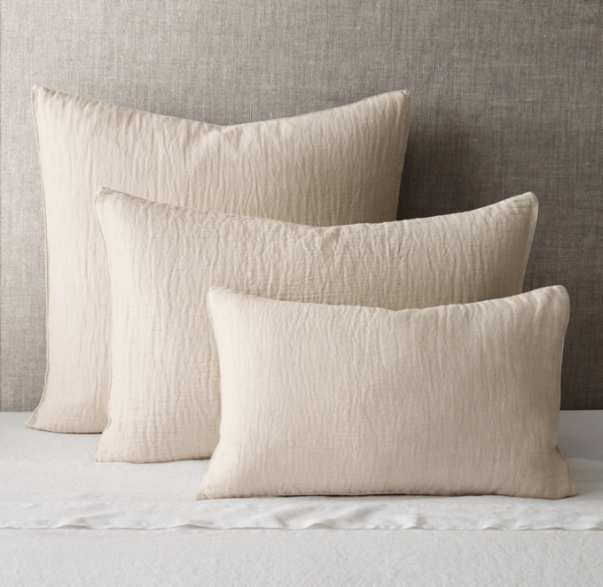 Italian Crinkled Linen-Cotton Sham