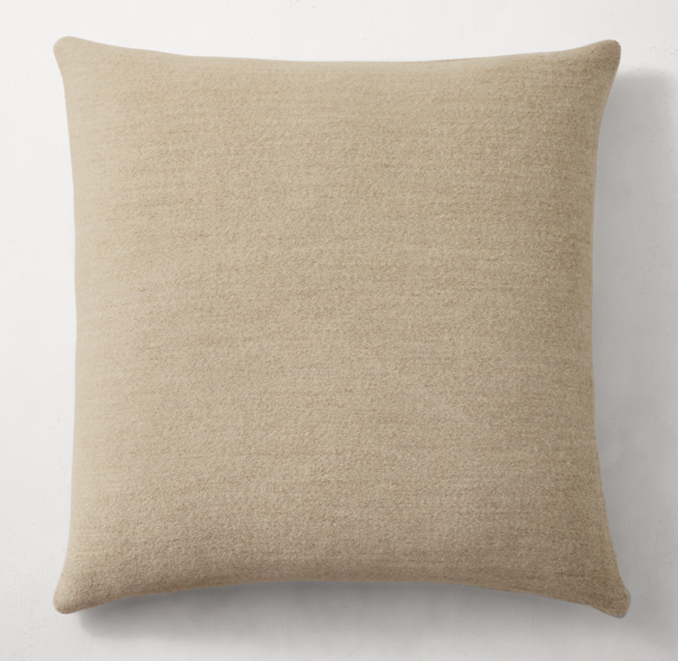 Overhead view of Belgian Linen & Wool Factory Solid Pillow Cover - Square shown in Natural