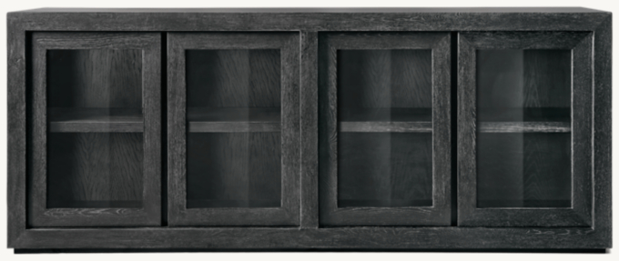 Reclaimed Oak Glass 4-Door Sideboard