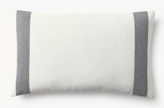 Double-Band Appliqué Outdoor Pillow Cover - Lumbar