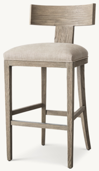 Three Quarter view of Contemporary Klismos Fabric Bar & Counter Stool 
