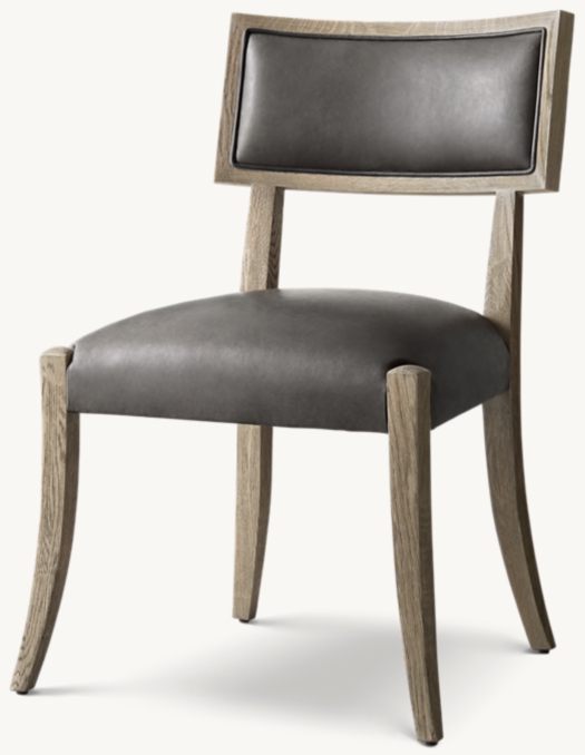 Three Quarter view of Classic Klismos Leather Dining Side Chair 