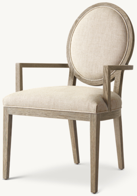 French Contemporary Round Fabric Dining Armchair