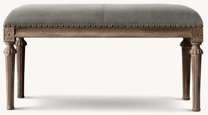 91cm W bench shown in Italian Berkshire Pewter with Antiqued Coffee finish.