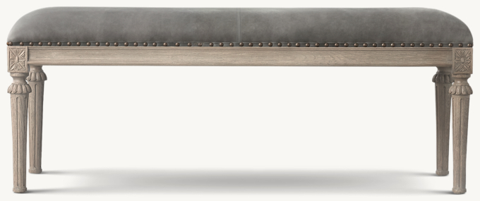 122cm W bench shown in Italian Berkshire Pewter with Antiqued Grey Oak finish.