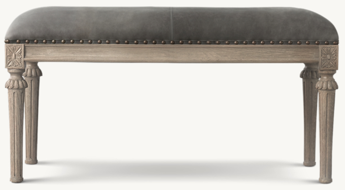 91cm W bench shown in Italian Berkshire Pewter with Antiqued Grey Oak finish.