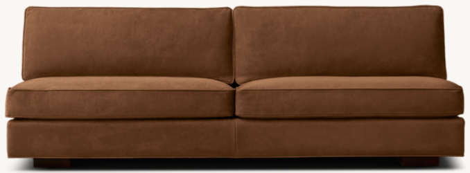 Front view of Maddox Leather Slim-Arm Armless Sofa 
