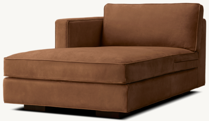 Three Quarter view of Maddox Slim-Arm Leather Left-Arm Chaise 