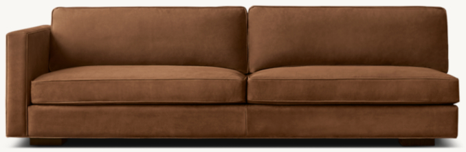 Front view of Maddox Leather Slim-Arm Left-Arm Sofa 