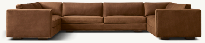 Maddox Leather Slim-Arm U-Sofa Sectional