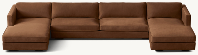 Shown in Italian Veneto Smoke; sectional consists of 1 left-arm chaise, 1 armless sofa and 1 right-arm chaise. Cushion configuration may vary by component. 