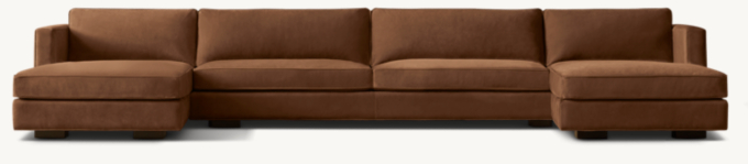 Maddox Leather Slim-Arm U-Chaise Sectional
