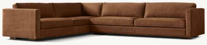 Shown in Italian Veneto Smoke; sectional consists of 1 left-arm return sofa and 1 right-arm sofa. Cushion configuration may vary by component. 