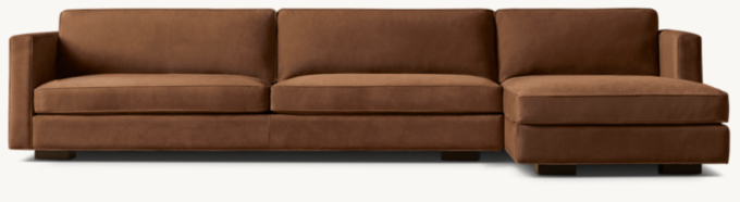 Maddox Slim-Arm Leather Right-Arm Sofa-Chaise Sectional
