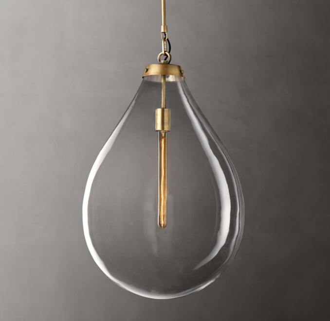 Teardrop Handblown Glass Pendant 18"