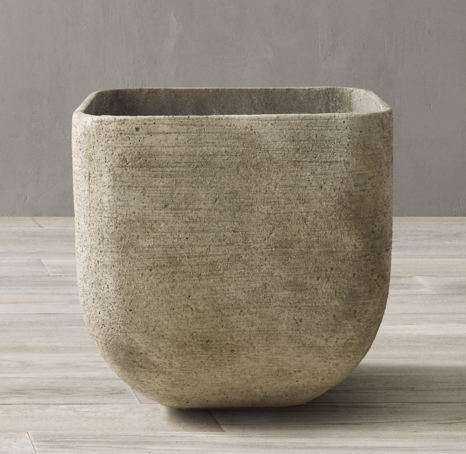 Etched Concrete Square Vessel - Large