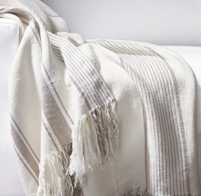 Rustic Linen Stripe Throw
