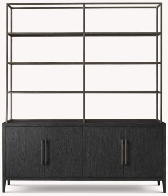 French Contemporary 4-Door Open Sideboard & Hutch