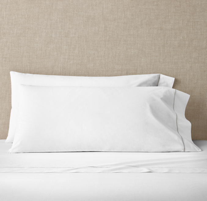 Front view of Italian Ladder Stitch Percale Pillowcases (Set Of 2) 