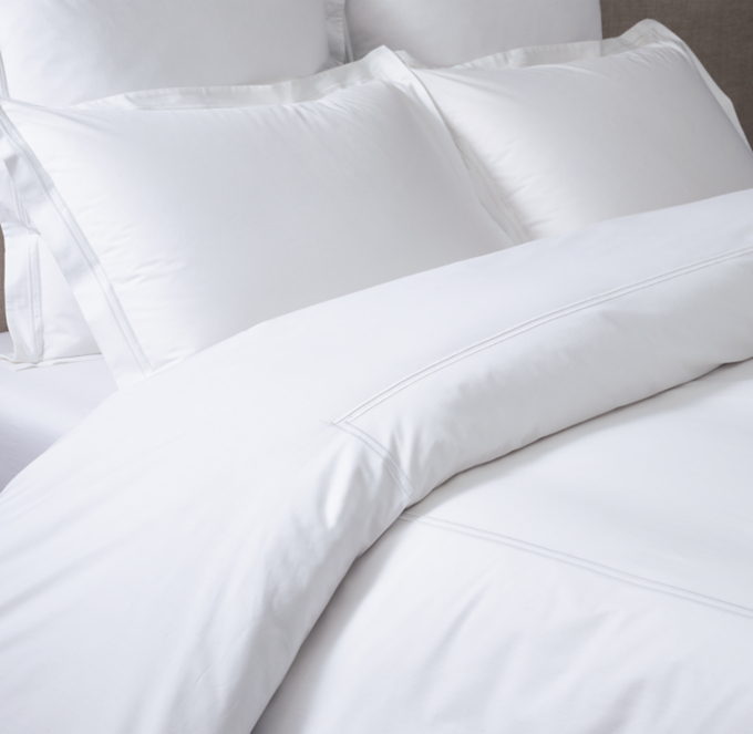 Italian White Hotel Satin Stitch Duvet Cover