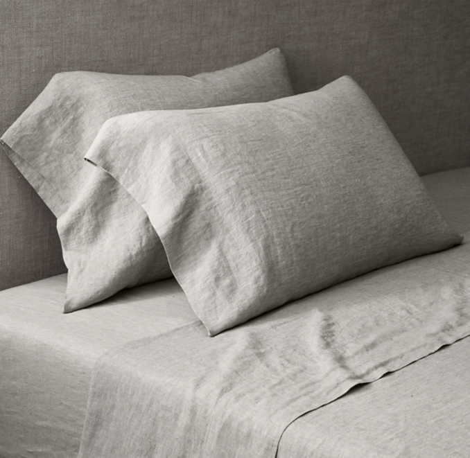Front view of Organic Stonewashed Belgian Flax Linen Sheet Set 